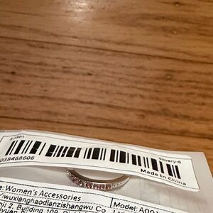 Silver-Tone Women’s Accent Ring with Pink Stones size 6.